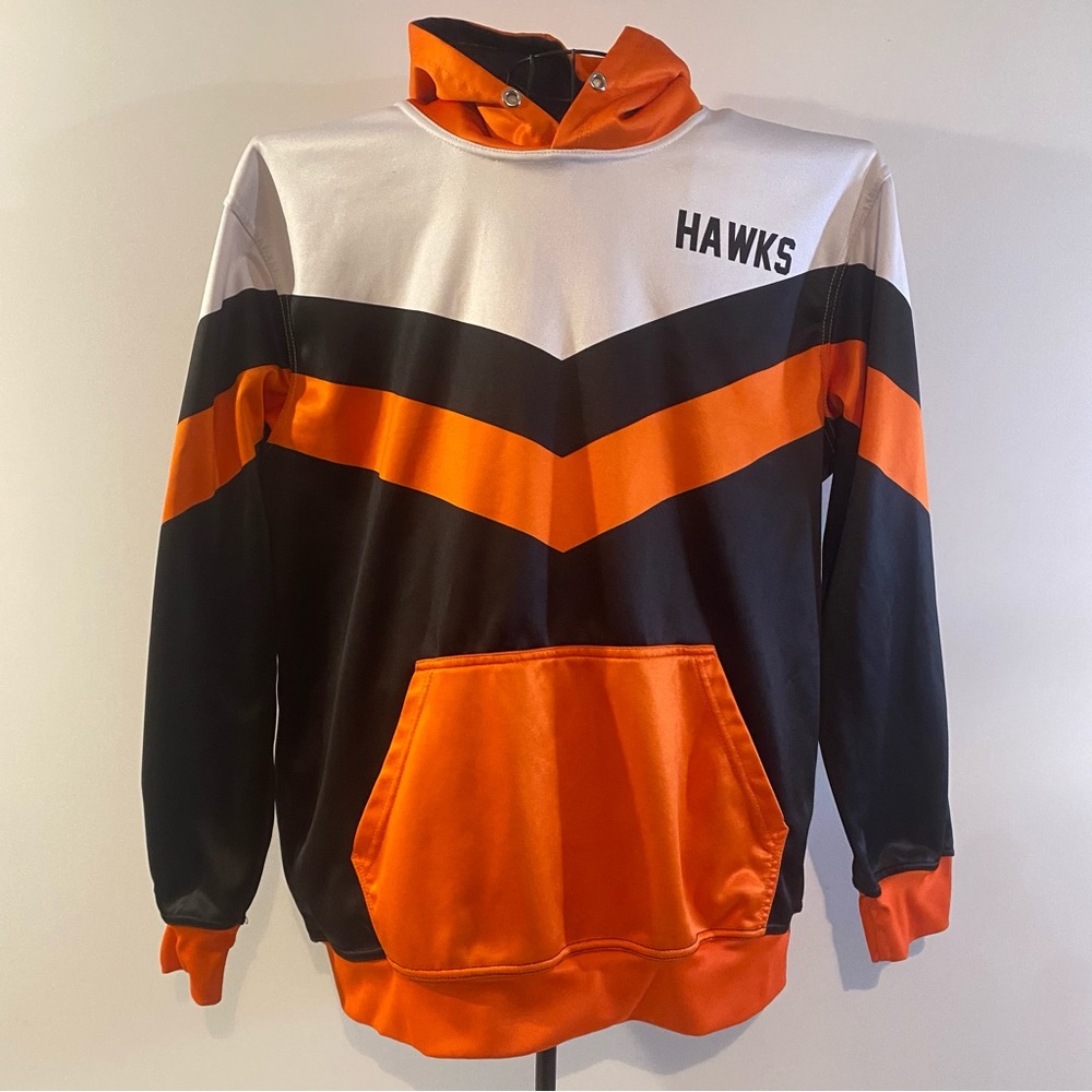 Hawks Black White Orange Hoodie Size L